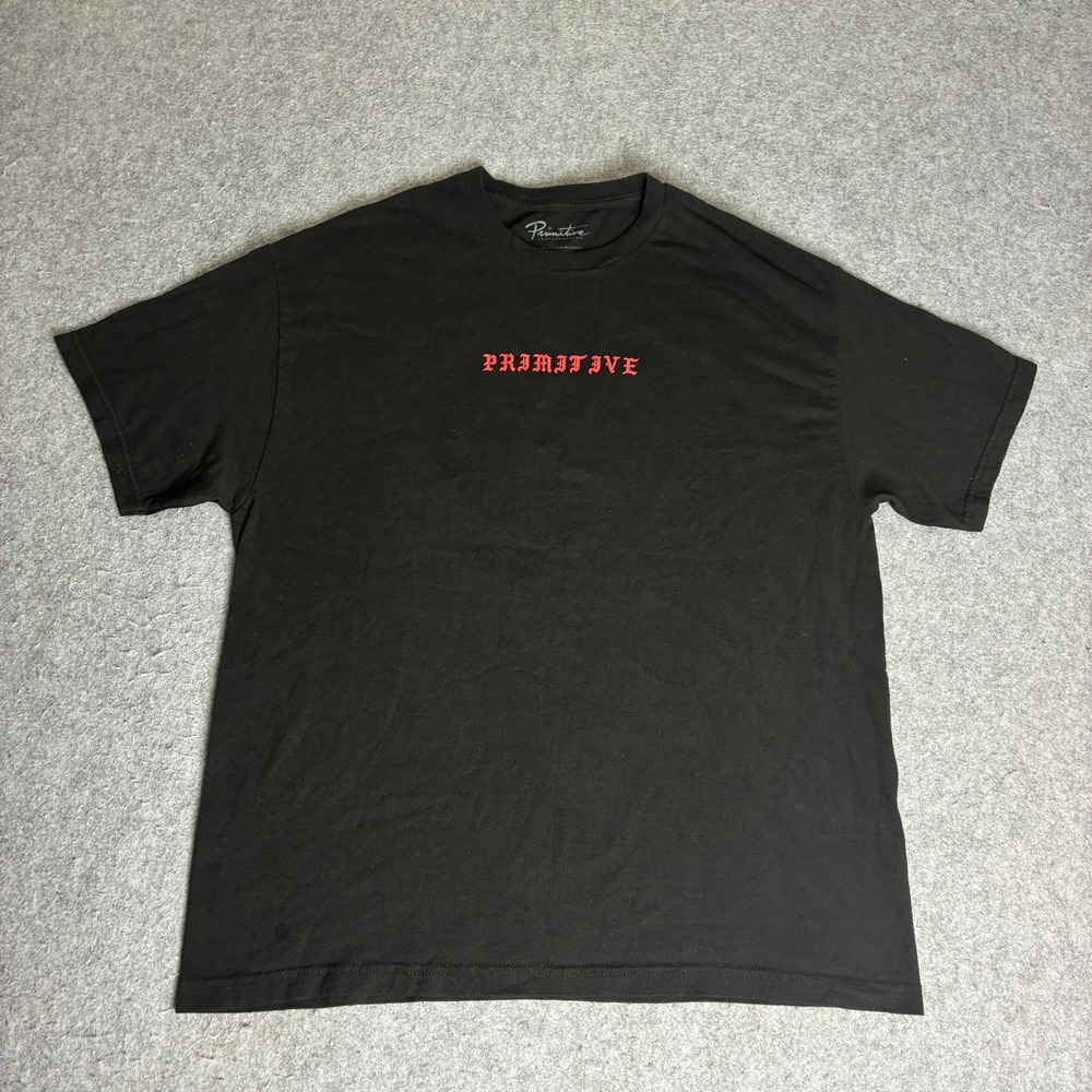 Primitive Skateboarding Mens XL Black Red Old English Logo Graphic T-Shirt